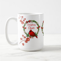 Rote Kardinals-und Beeren-Weihnachtsbeifall-Tasse