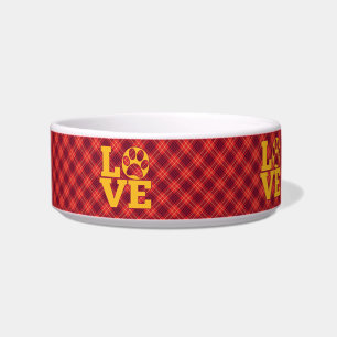 Rote Karierte LIEBE Pet Bowl (Optionen 2 Größe) Napf