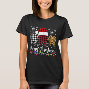 Rote Karierte Tooths Frohe Weihnachten T-Shirt