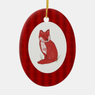 Rote karierte und keramik ornament