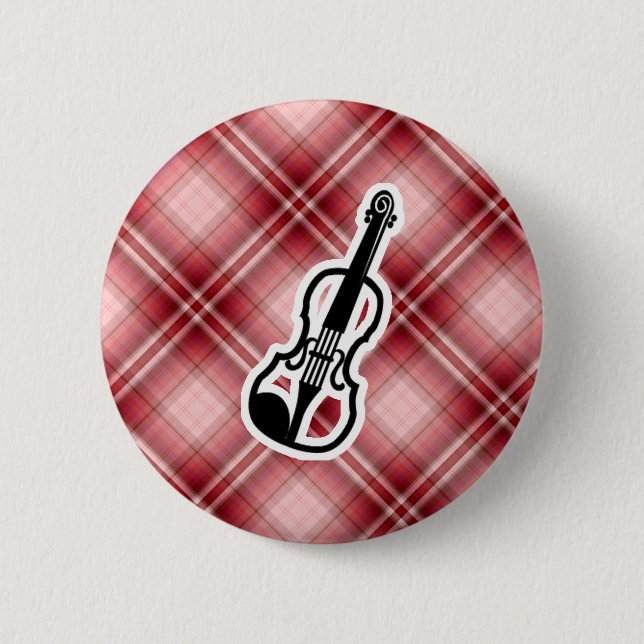 Rote karierte Violine Button (Vorderseite)