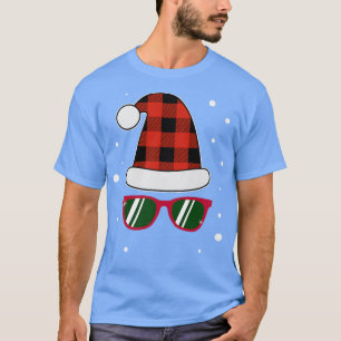 Rote Karierte Weihnachtsmannmütze Paare passen Wei T-Shirt