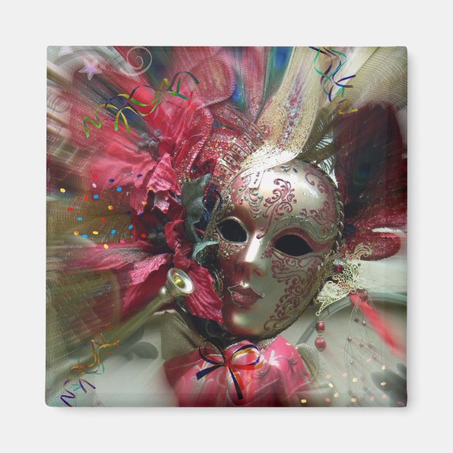 Rote Karneval Fantasy Art Quadrat Magnet (Vorne)