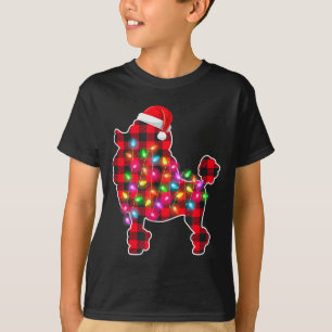 Rote Karo Buffalo Odle Hund Weihnachtslicht Pyjama T-Shirt