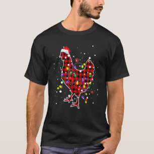 Rote Karo Weihnachtslichter Schlafanzug Huhn Tiere T-Shirt