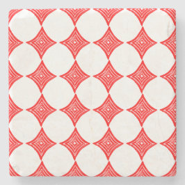 Rote Kartensymbol Diamond Form Linke Schnitt Steinuntersetzer