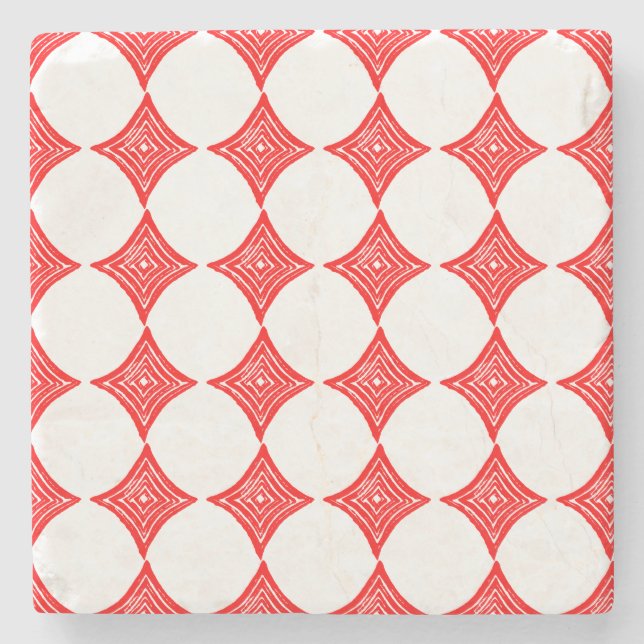 Rote Kartensymbol Diamond Form Linke Schnitt Steinuntersetzer (Vorderseite)