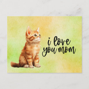 Rote Katze Ich liebe dich Mama Postkarte