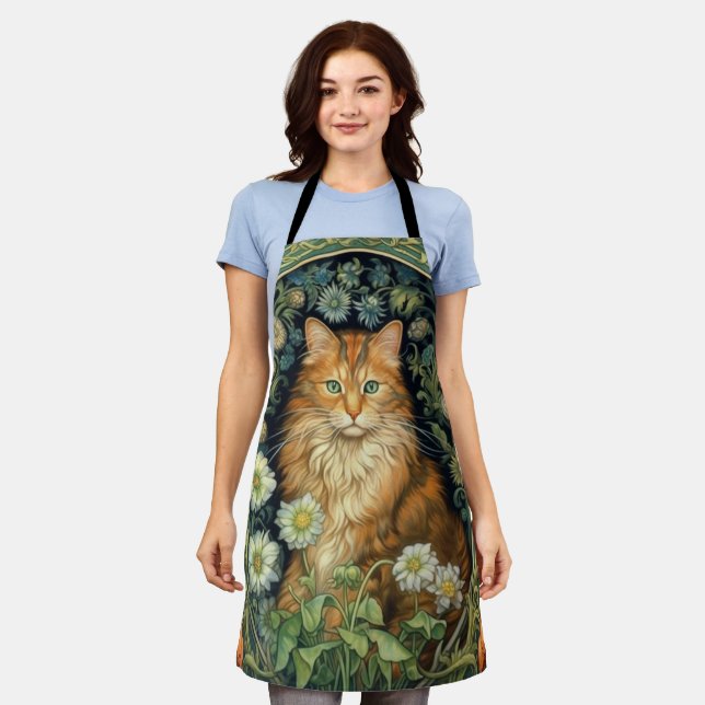 Rote Katze im Garten Jugendstil Schürze (Getragen)
