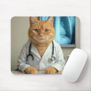 Rote Katze mit Arzttalar Mousepad