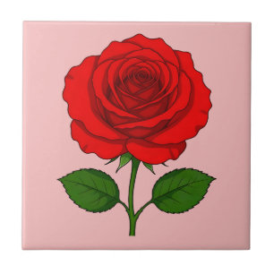 Rote Keramikfliese Rose