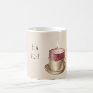 Rote Kerze in Gold sei ein Licht Kaffeetasse