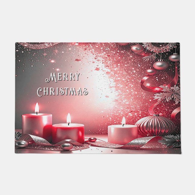 Rote Kerzen Dekorative Weihnachts-Fußmatte Fußmatte (Vorderseite)
