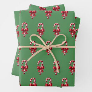 Rote Kerzen im grünen Hintergrund Geschenkpapier Set