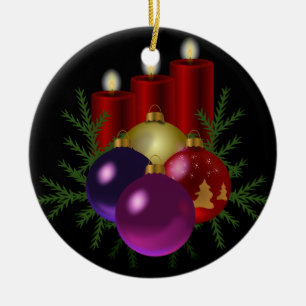 Rote Kerzen Keramikornament