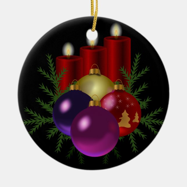 Rote Kerzen Keramikornament (Vorne)