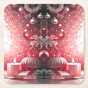 Rote Kerzen Weihnachtsfeiertage Papier Untersetzer