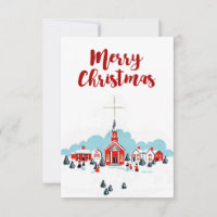 Rote Kirche mit Stern-Weihnachtsszene