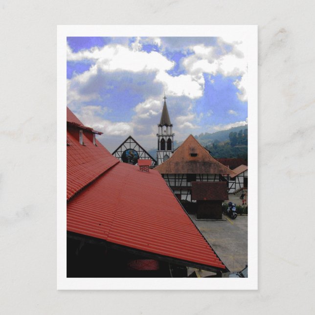 Rote Kirche und Landschaft Venezuela Postkarte (Vorderseite)