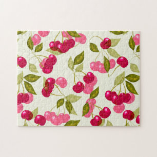Rote Kirschbeere aus nahtlosen Cartoon niedliche M Puzzle