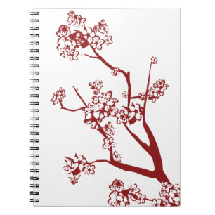 Rote Kirschblüten-Notizbuch Notizblock