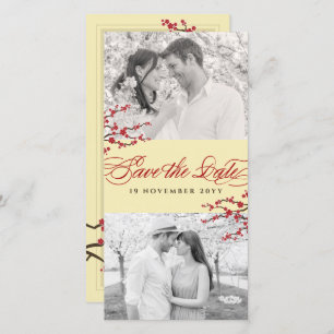 Rote Kirsche Blüten Asiatische Zen-Sakura-Blume Fo Save The Date