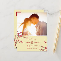 Rote Kirsche Blüten Sakura Foto Save the Date