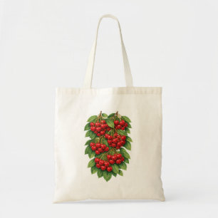 Rote Kirsche Botanische Illustration Tragetasche