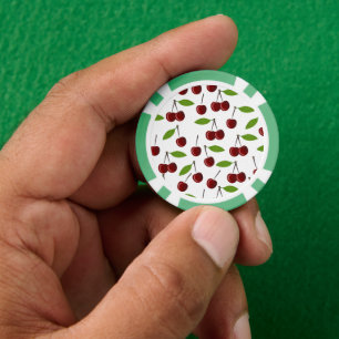 Rote Kirsche, Kirschenmuster, Blätter, Frucht Pokerchips