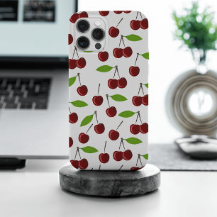 Rote Kirsche, Kirschmuster, Blätter, Frucht iPhone 15 Pro Max Hülle