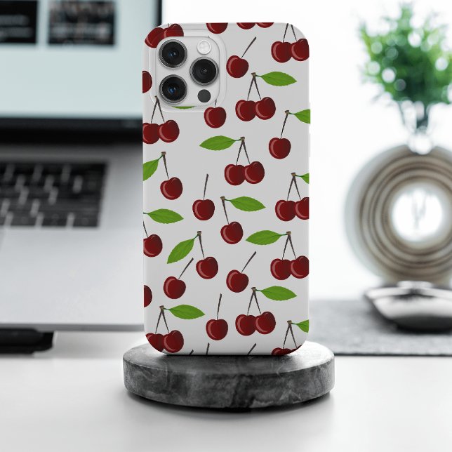 Rote Kirsche, Kirschmuster, Blätter, Frucht iPhone Hülle (Von Creator hochgeladen)
