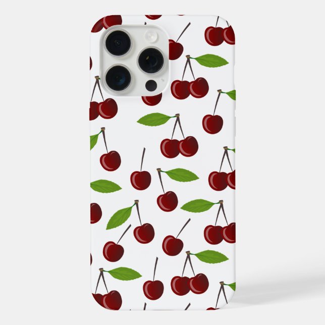 Rote Kirsche, Kirschmuster, Blätter, Frucht iPhone Hülle (Rückseite)