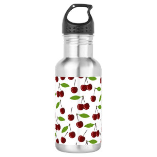 Rote Kirsche, Kirschmuster, Blätter, Obst Edelstahlflasche