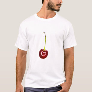 Rote Kirsche mit weißem Herzen Erwachsenenweißhe T-Shirt