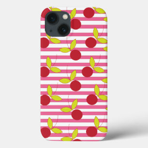 Rote Kirsche Rosa und Weiß gestreift Case-Mate iPhone Hülle