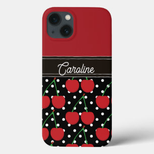 rote Kirsche schwarze Polka Punkte Vintage persona Case-Mate iPhone Hülle