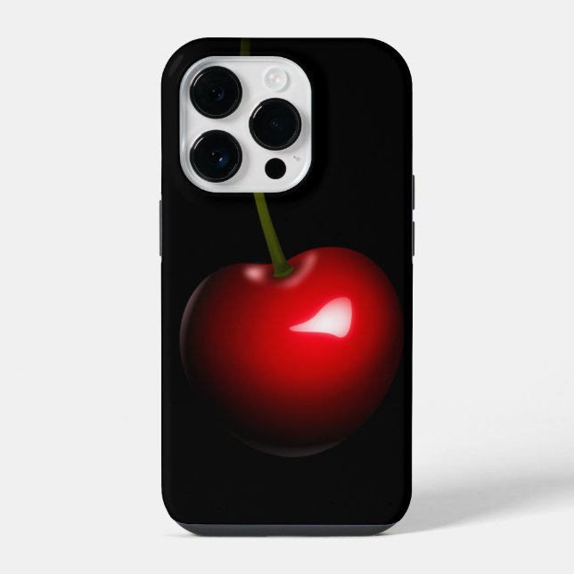 Rote Kirsche Schwarzes iPhone Case - Benutzerdefin Hülle (Rückseite)