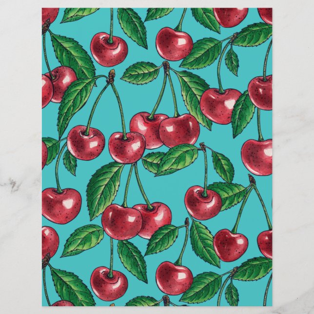 Rote Kirschen auf Türkis (Vorderseite)
