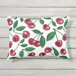 Rote Kirschen auf Weiß Kissen Für Draußen