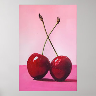 Rote Kirschen Druck - Weibliche Wandkunst Digital Poster