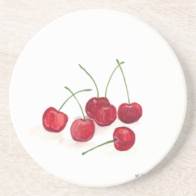 Rote Kirschen Frucht Getränkeuntersetzer (Vorne)