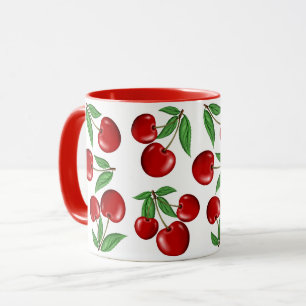 Rote Kirschen Grafik All-Over-Muster Tasse