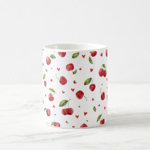 Rote Kirschen & Herzen Valentinstag Kaffeetasse