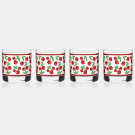 Rote Kirschen in allen Mustern Whiskyglas