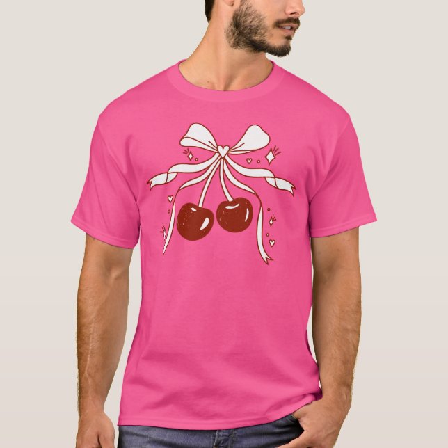 Rote Kirschen mit Glitzern und Bow. T-Shirt (Vorderseite)