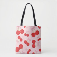 Rote Kirschen mit rosa Bow Coquette Hütte Chic