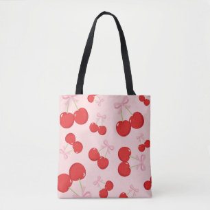 Rote Kirschen mit rosa Bow Coquette Hütte Chic