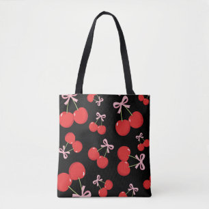 Rote Kirschen mit rosa Bow Coquette Hütte Chic