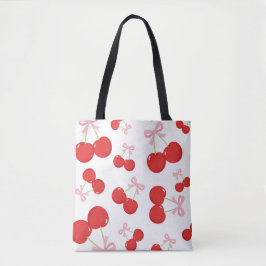 Rote Kirschen mit rosa Bow Coquette Hütte Chic