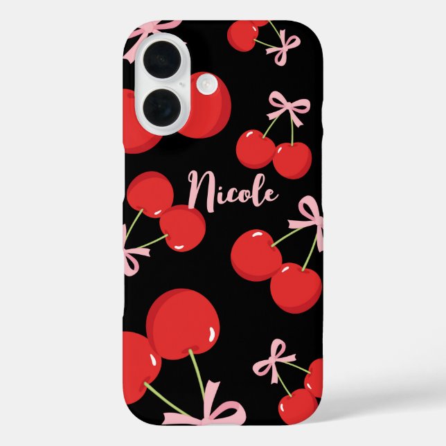 Rote Kirschen mit rosa Bow Coquette Hütte Chic Case-Mate iPhone Hülle (Rückseite)